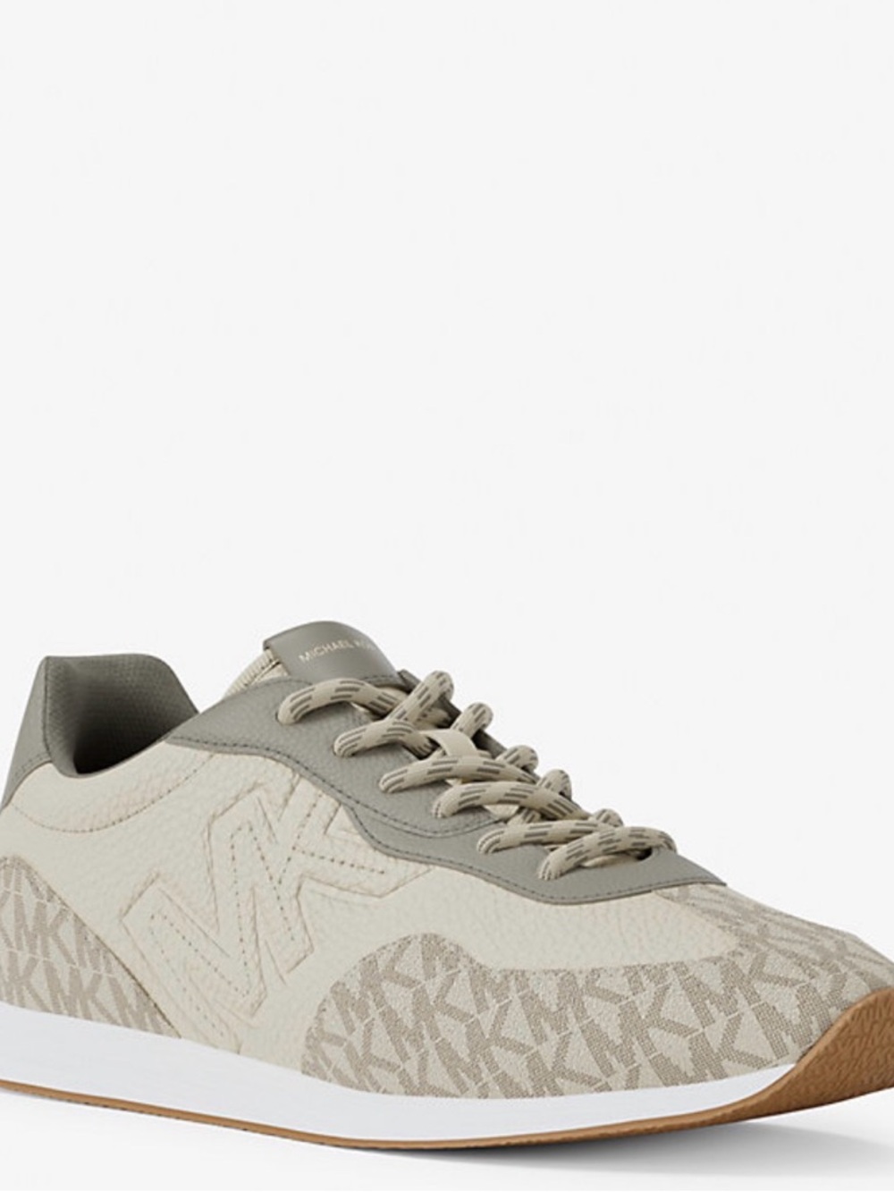 Michael Kors Essex Mixed Media Trainer Sneakers Woman Size 7 White Beige